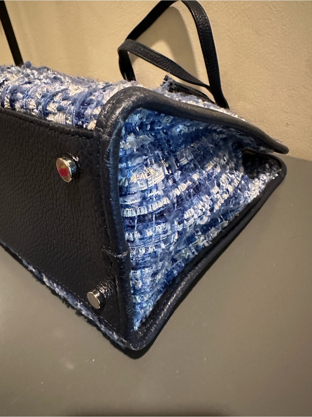 kate spade Rowe navy and white tweed tote with tassel - Picture 8 of 10